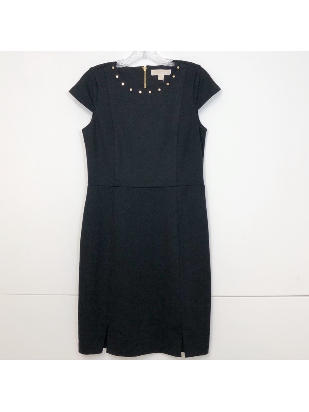 Michael Kors Midi Sheath Dress with Gold Tone Studs - Size S
